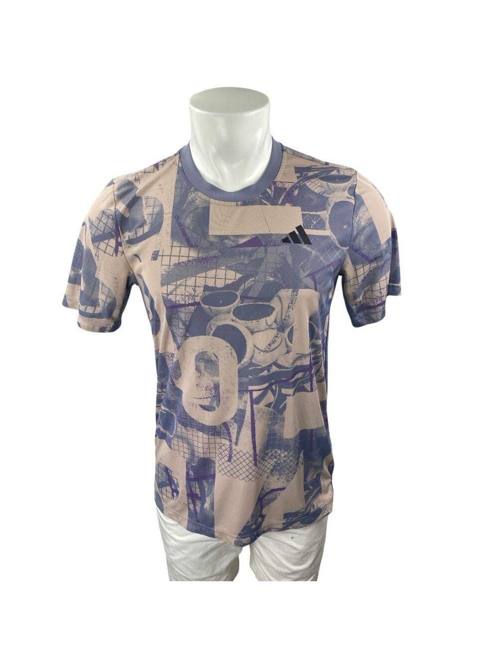 Adidas Club Tennis Men's Purple Beige Graphic Short Sleeve T Shirt Tee Top Sz S